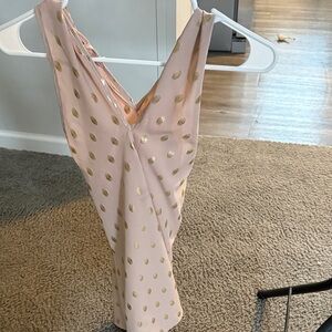 SHEIN Pink and Gold Polka Dot Top